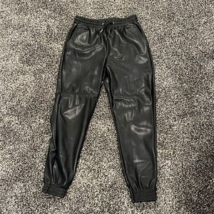 Leather jogger pants
